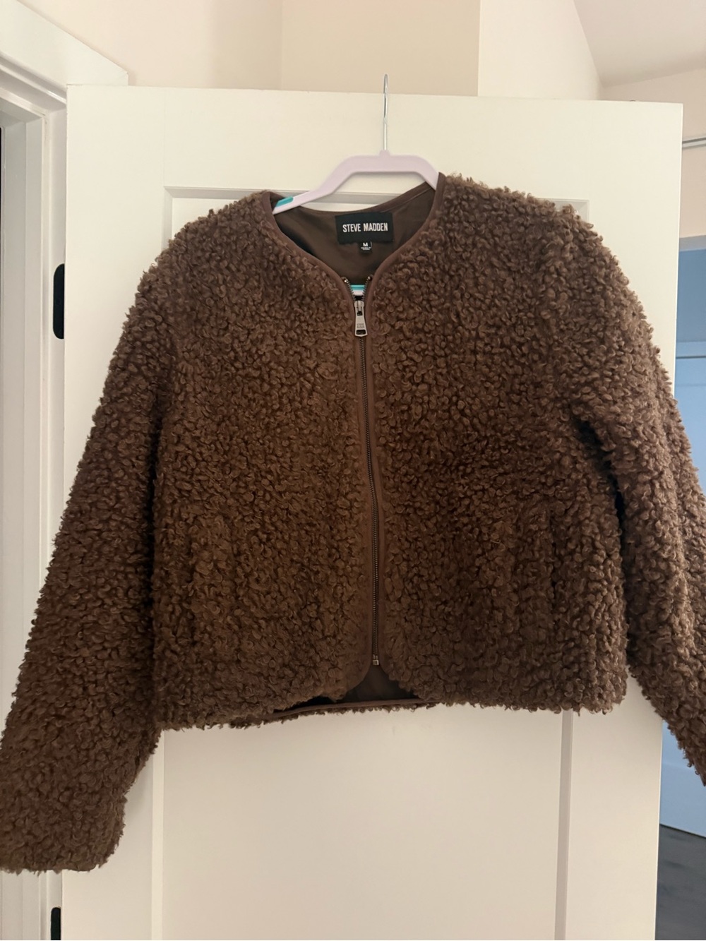 Steve Madden Women’s Brown Sherpa Zip Jacket